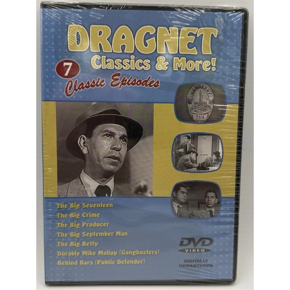 Dragnet DVD 7 Episodes Over 3 Hours TV Classics Jack Webb 06849